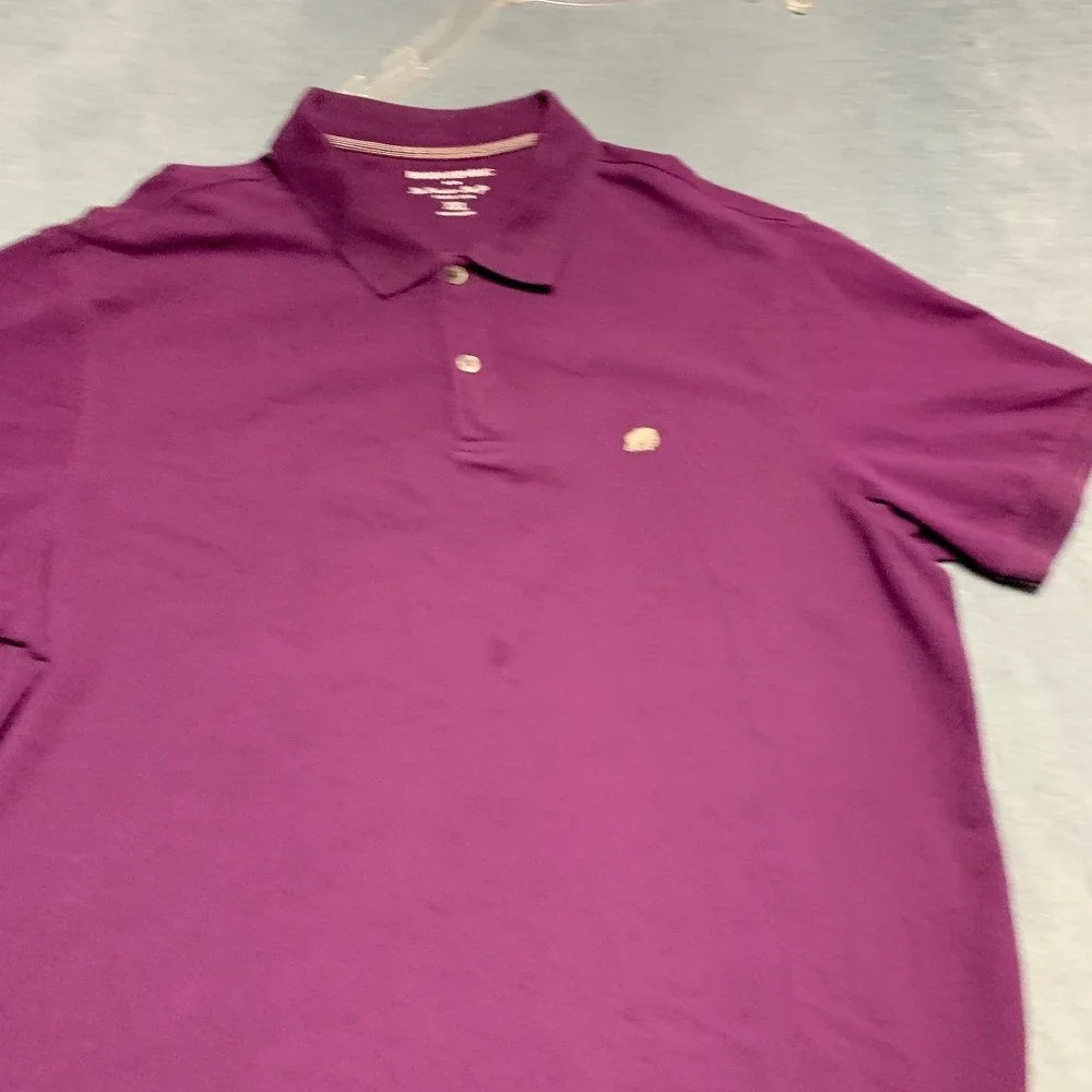 Banana Republic Polo Shirt Mens 2XL Purple Performance Slim Fit Side Slit Logo
